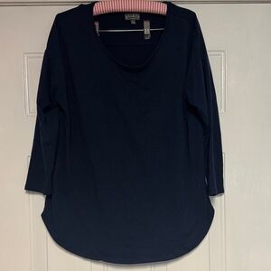 Wonderly Navy Scoop Neck Long Sleeve Top